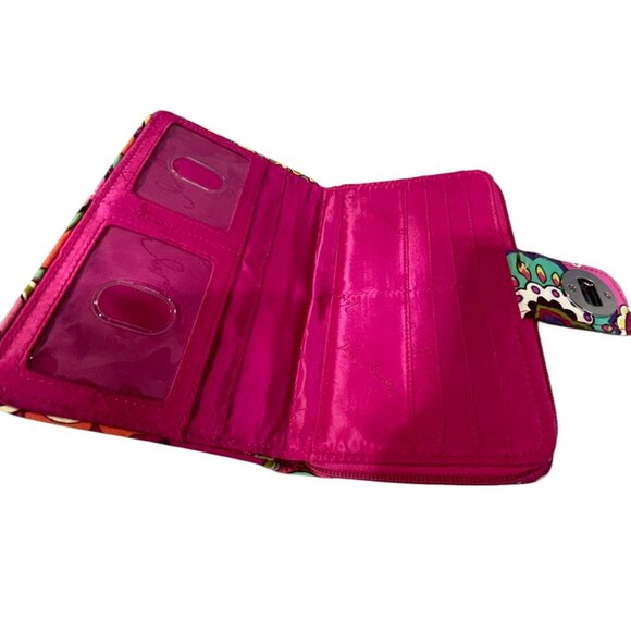 Vera Bradley Women's Cotton RFID Turnlock Wallet - Pink Swirls - Picture 10 of 12